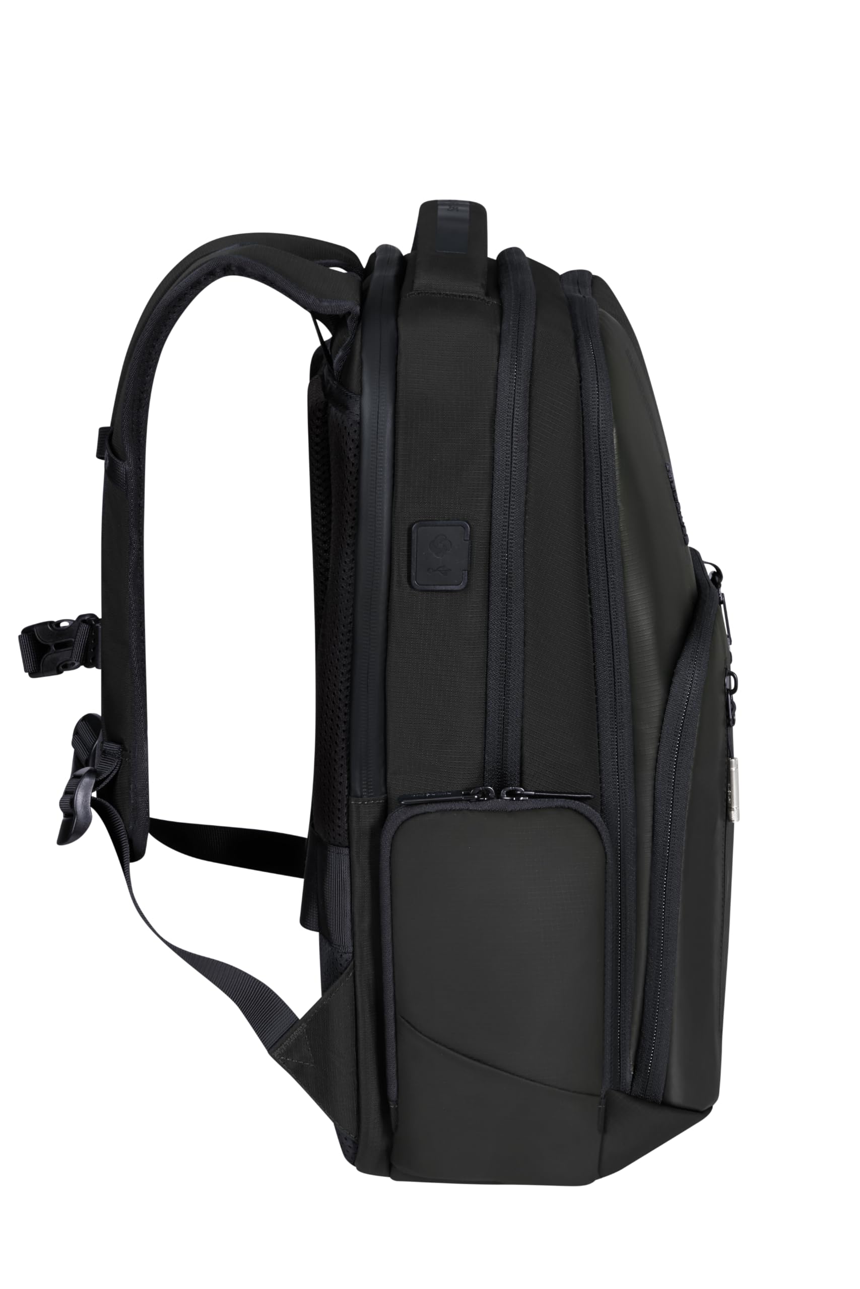 Samsonite Biz2Go Zaino per Laptop 15.6" Zaino Business da Uomo | Dettagli riflettenti, impermeabile, porta USB, cinghie pettorali rimovibili, scomparti per bottiglie, 44 cm, 22,5 l, nero