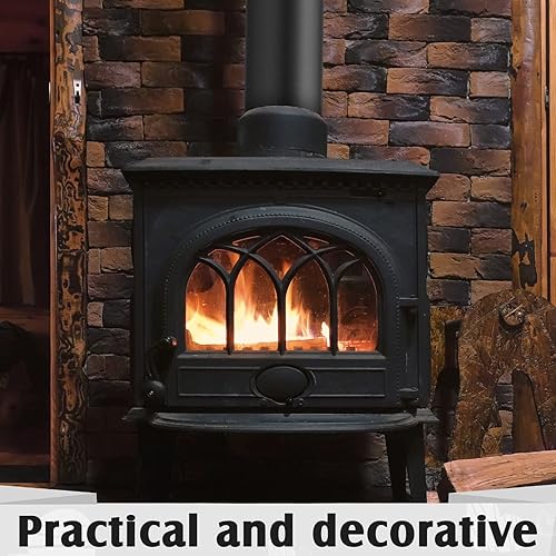 Miniatura 6 de LEIFIDE tubo de chimenea para estufa de acero inoxidable 304 con conector de tubo de chimenea estriado de 6 pulgadas en acabado negro mate,