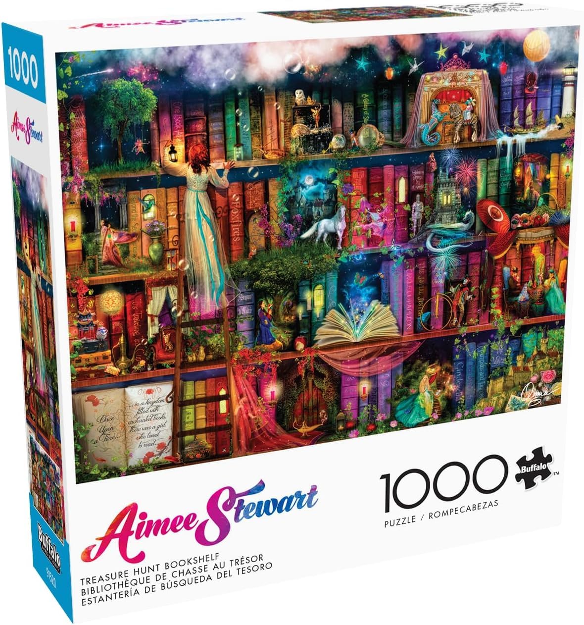 Buffalo Games Aimee Stewart - Treasure Hunt Bookshelf - 1000 Piece Jigsaw Puzzle - Multicolor, 26.75 x 19.75 in - Full Color Poster - Adult Puzzles