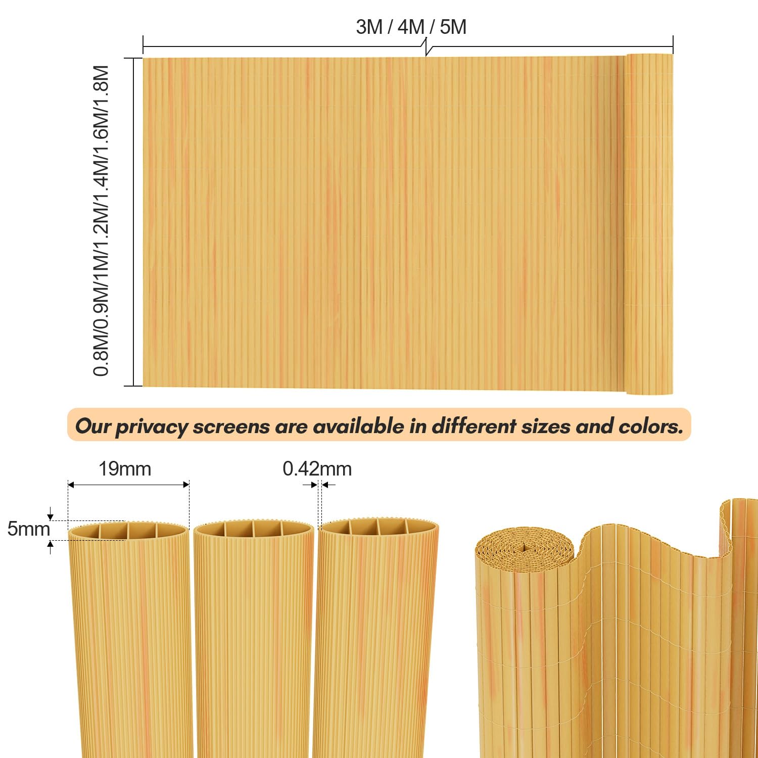 Brise-vue en PVC - 80 x 1000 cm - Triple renforcement - Brise-vue pour balcon - Avec serre-câbles - Protection contre le vent - Résistant aux intempéries - Résistant aux UV - Sans perçage