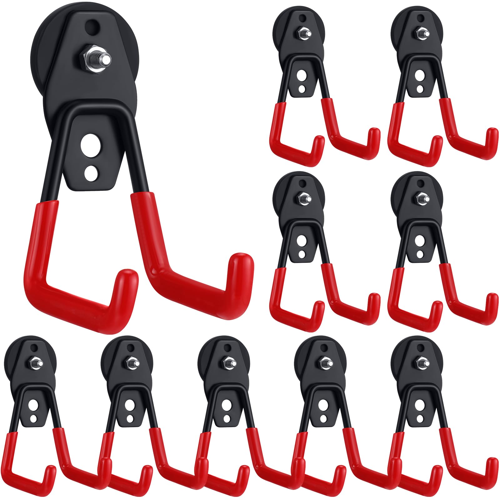 Landhoow 10 Pcs Large Magnetic Hooks Heavy Duty Magnet Hooks, Red