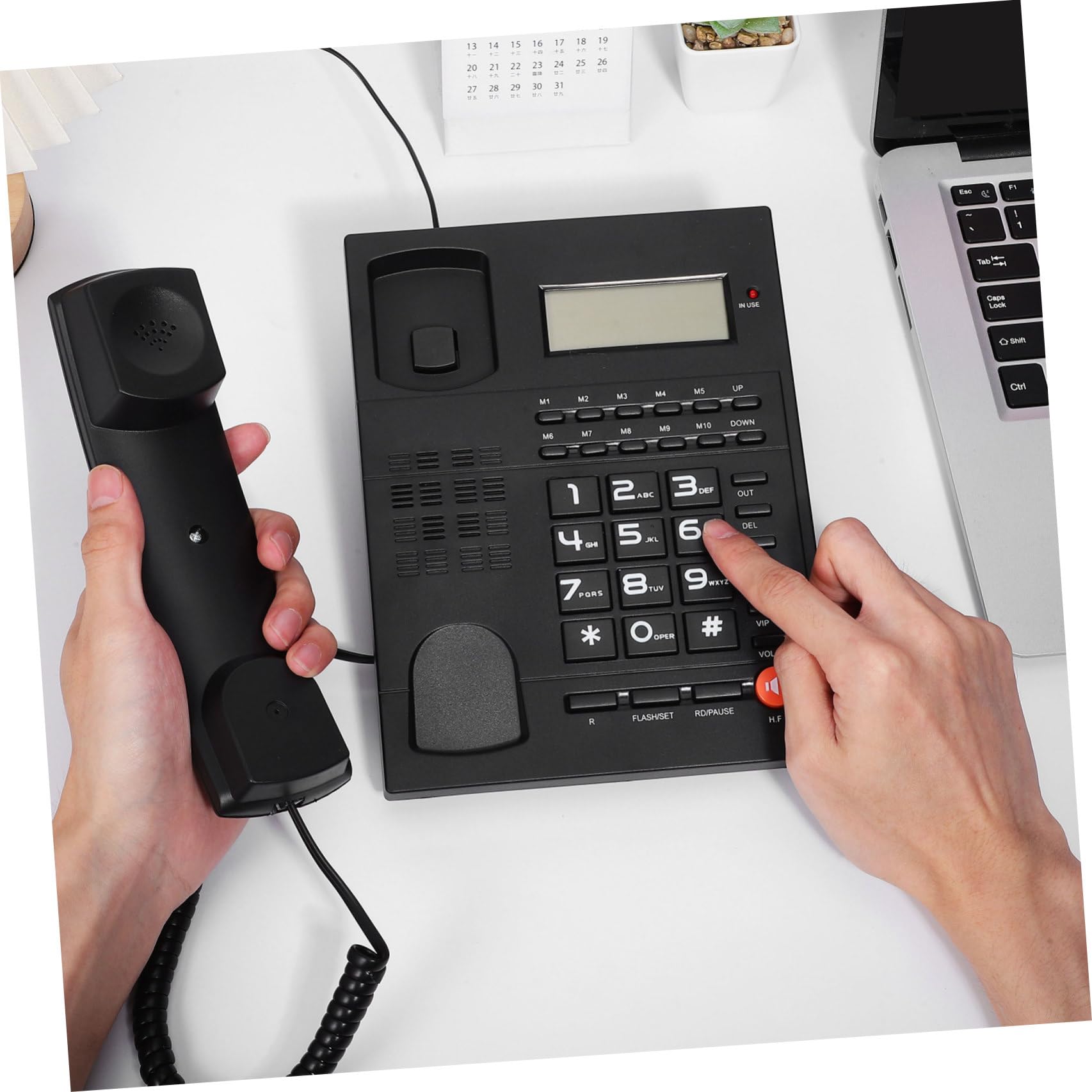 Telefono Scrivania con per Ufficio e Casa Pulsanti Grandi e Display Chiaro Telefono Cablato Resistente per Anziani Professionale per Comunicazioni Affidabili