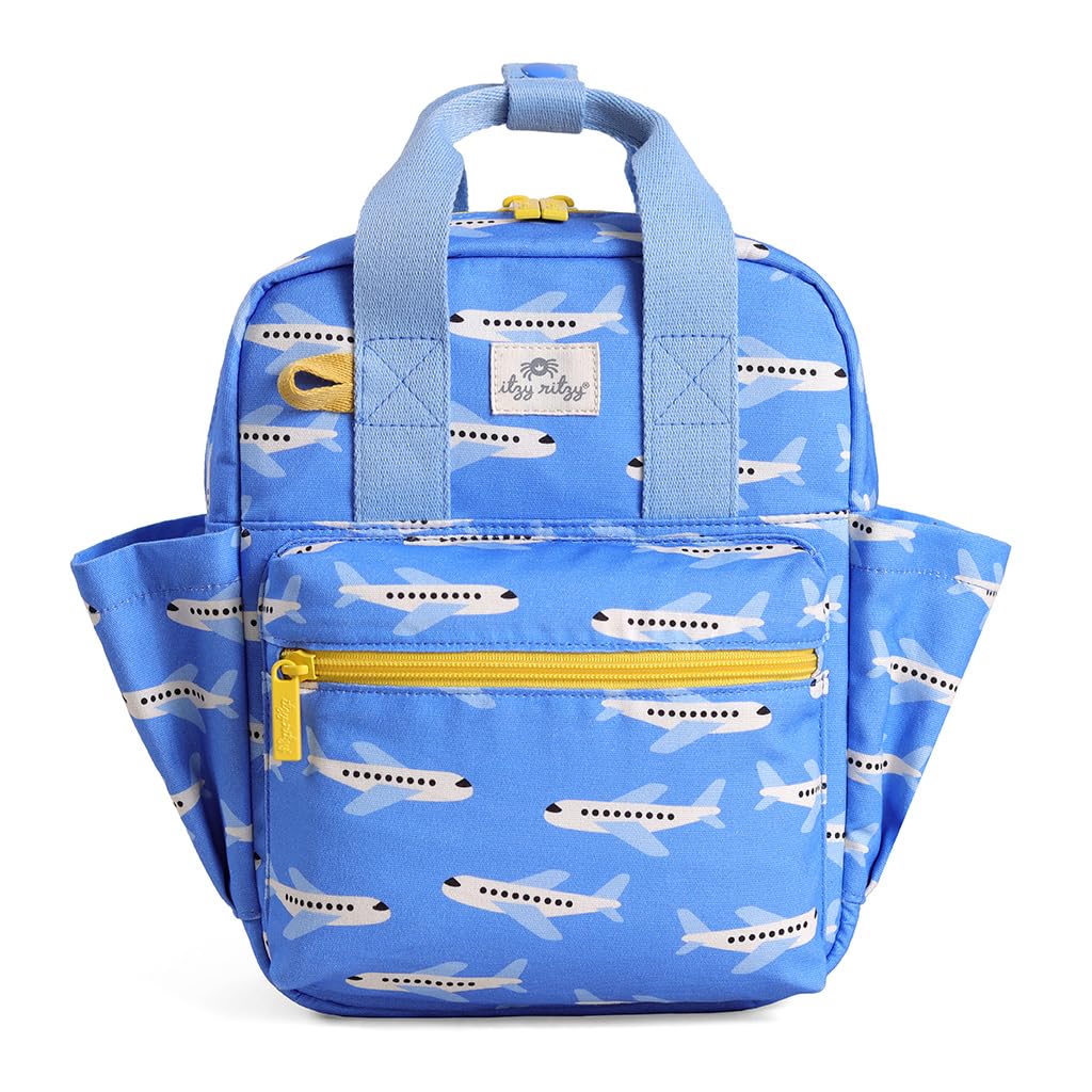 Itzy Ritzy Toddler Backpack - Daycare Bag - Features Adjustable Shoulder Straps, 2 Side Pockets & Spacious Interior with Wipeable Fabric Lining & Name