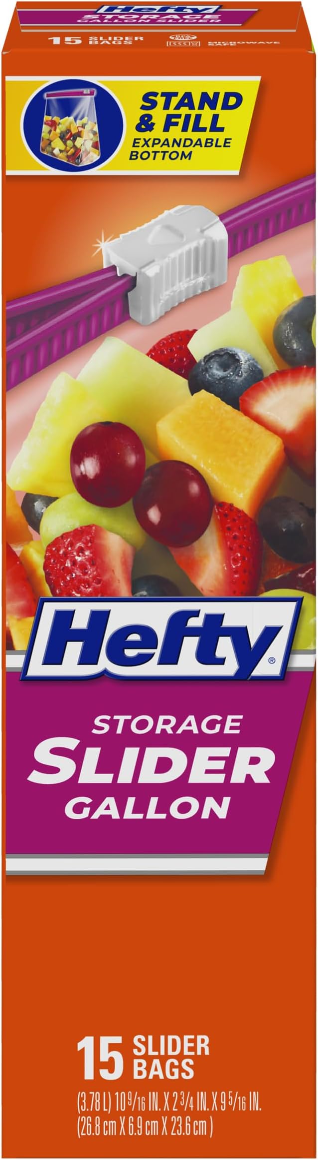 Hefty Slider Bag, Jumbo, 2.5 Gallon,10 Count (Pack 6