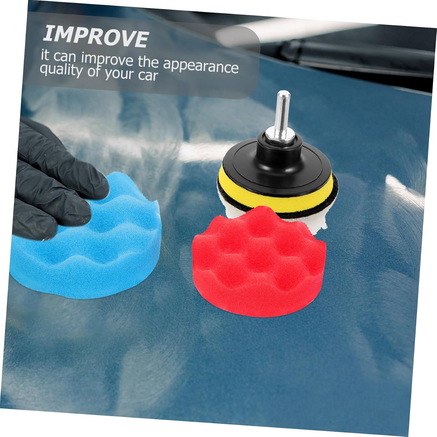 PRETYZOOM 1Set Car Polishing Kit Sponge Buffer for Drill High Elastic Pads Durable and Wear Resistant for Removal and Car Detailing Applications