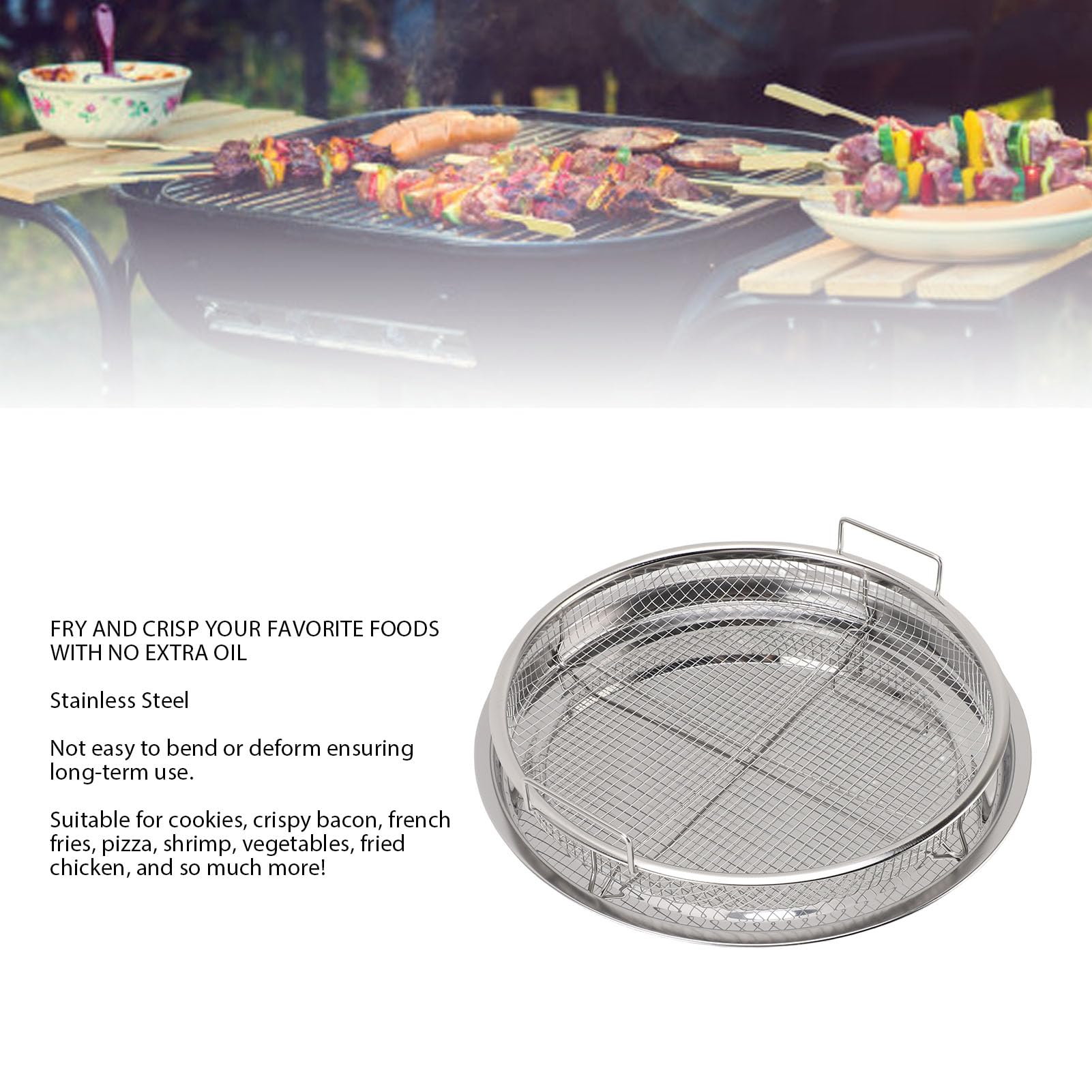 Bewinner Cestello Porta Croccante in Acciaio Inossidabile per Forno, 30cm