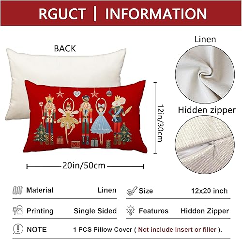 Miniatura 5 de Fundas de almohada de Navidad de 12 x 20 pulgadas, cascanueces rojos, decoración de Navidad, decoración de invierno, vacaciones, funda de cojín para