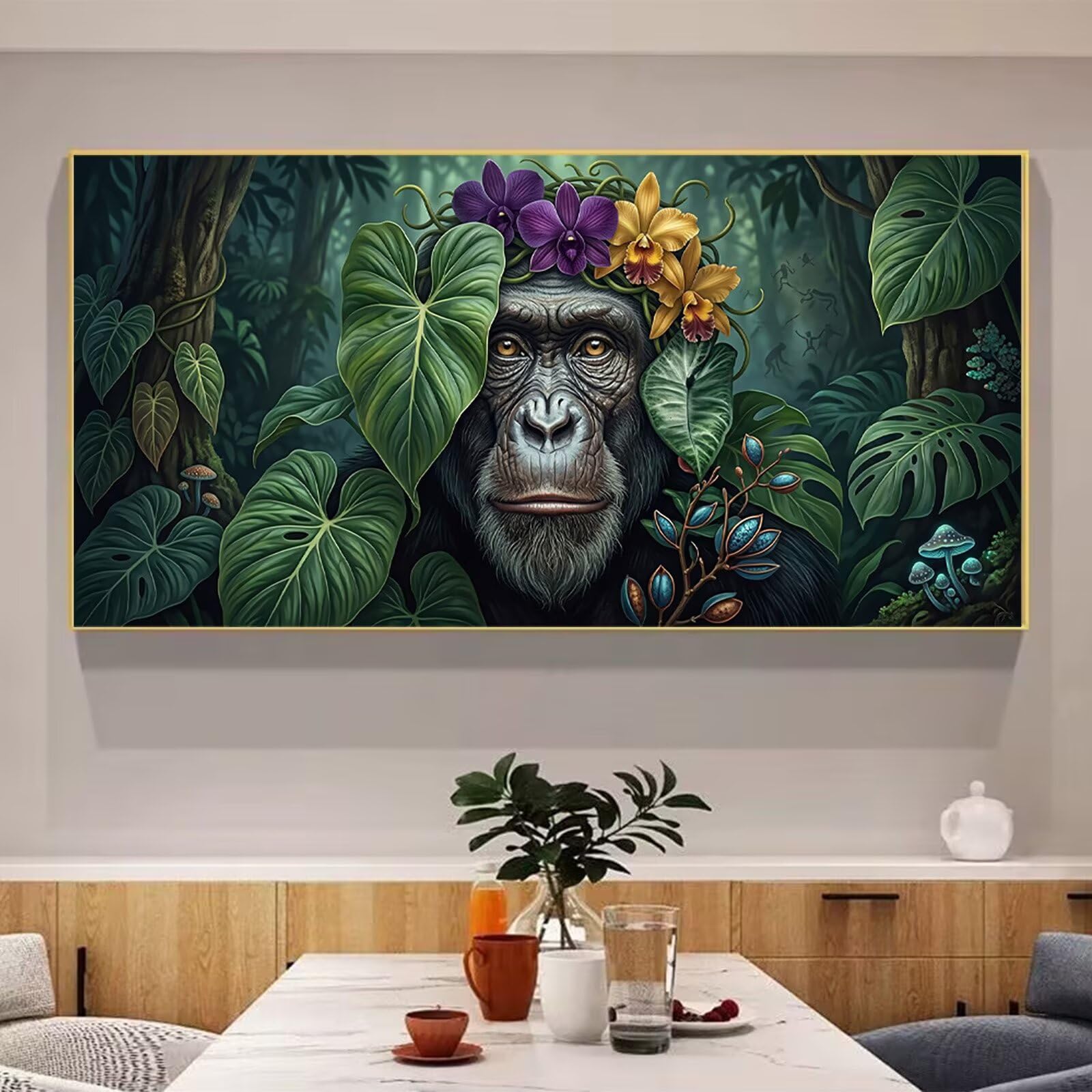 Diamond Painting Schimpansen, Tier Diamond Painting Erwachsene, 5D DIY Vollbohrer Diamanten Paint by Numbers, Kreatives für Erwachsene Mosaik Bastelset für Home Wand Deko, Geschenk, 60x120cm, Cod-887