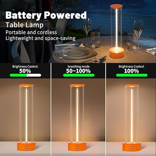 Miniatura 8 de Lámpara de mesa LED portátil inalámbrica, lámpara de escritorio recargable con batería y sensor táctil, regulable de tres niveles, adecuada para