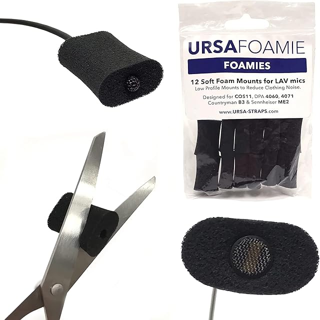 URSA Foamies: Soft Foam Mounts for Wireless Lav Mics. Can be stuck directly to the skin or costume. Fits SANKEN COS11, SENNHEISER MKE2, RODE LAV, DPA 4060/4070 (Pack of 12) Black