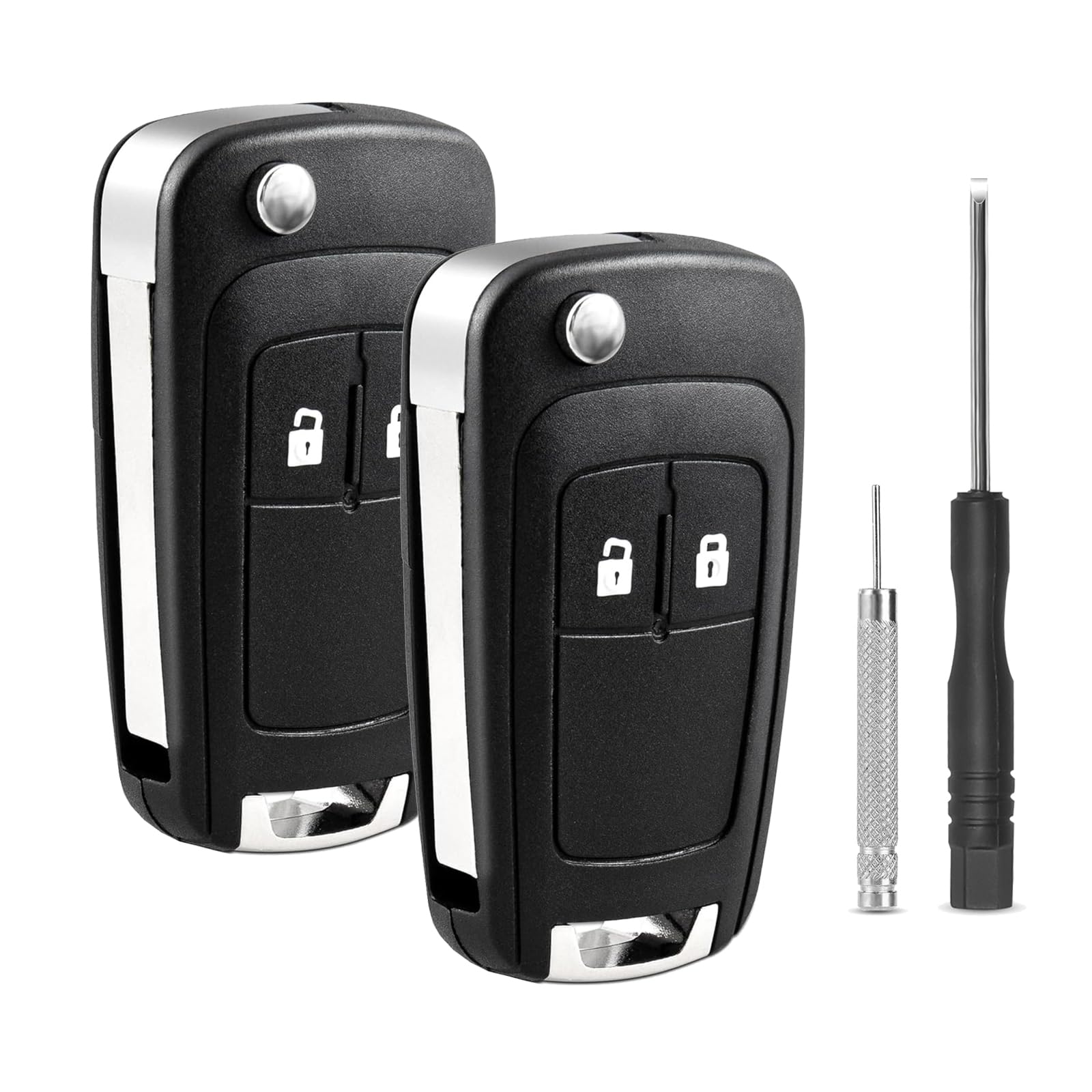 2 Stück Schlüsselgehäuse 2-Tasten für Opel/Vauxhall, Ersatz Autoschlüssel Gehäuse kompatibel mit Opel Adam, Astra, Insignia, Corsa, Mokka, Meriva, Zafira, Karl, Cascada Pilot Schlüssel Klappschlüssel