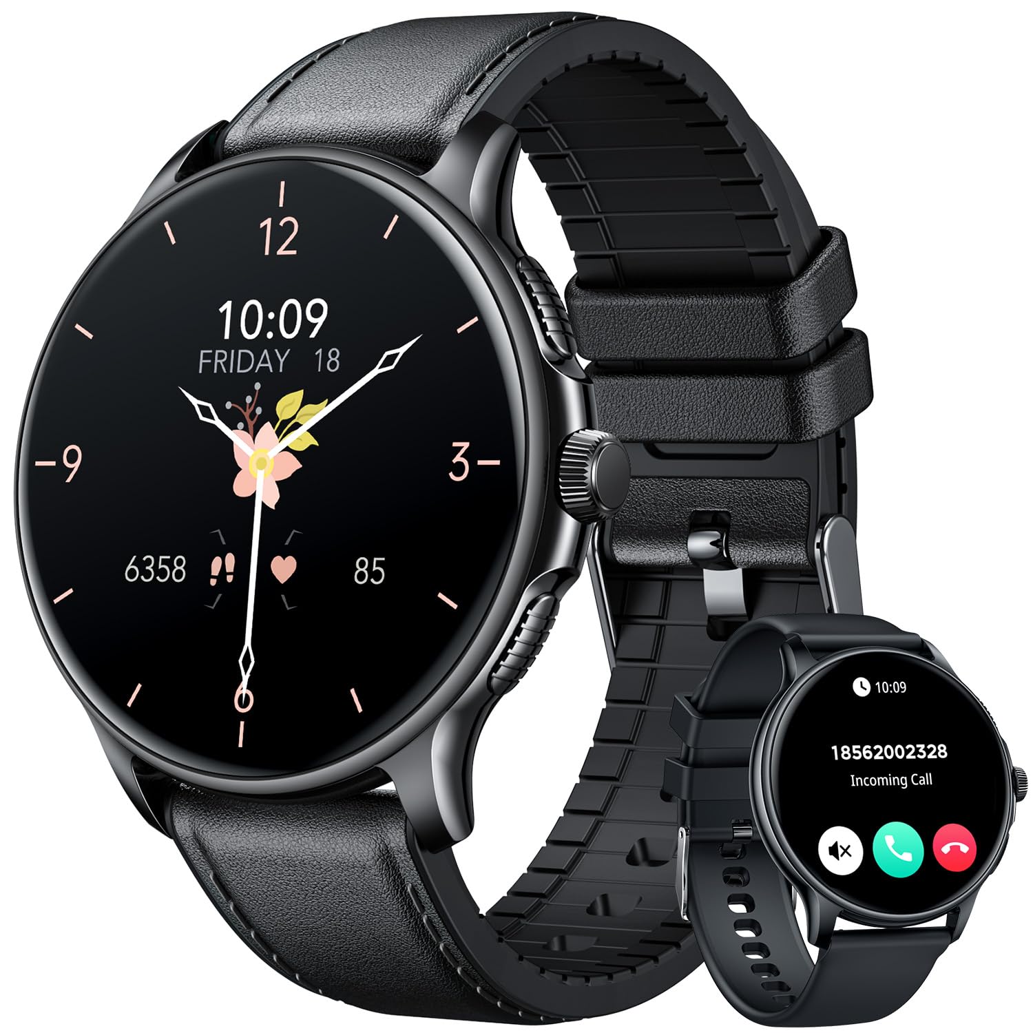 Orologio Smartwatch Uomo Fitness Tracker: 1.43" Rotondo Smart Watch con Chiamate Bluetooth Pressione Sanguigna SpO2 100+ Modalità Sport IP68 Impermeabile Contapassi Orologi Compatibile per IOS Android