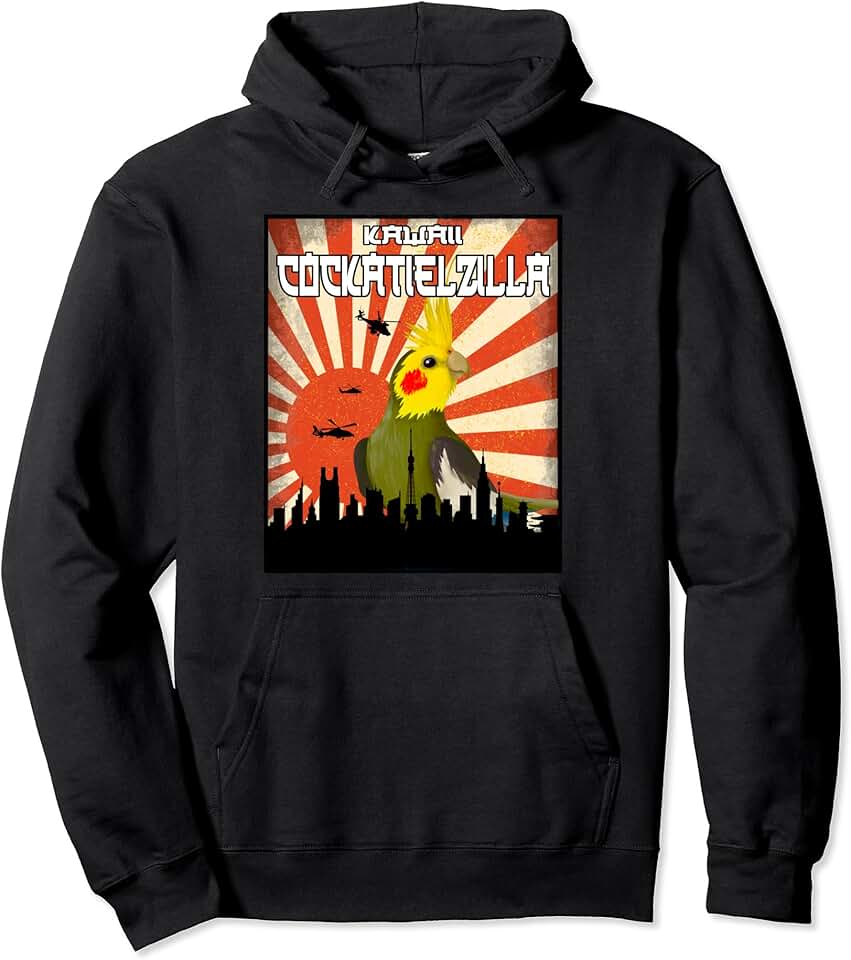 CuteZilla Animal Cute T-Shirts Cockatiel-Zilla Cockatiel T-Shirt, Cockatiel Parrot Shirt Pullover Hoodie
