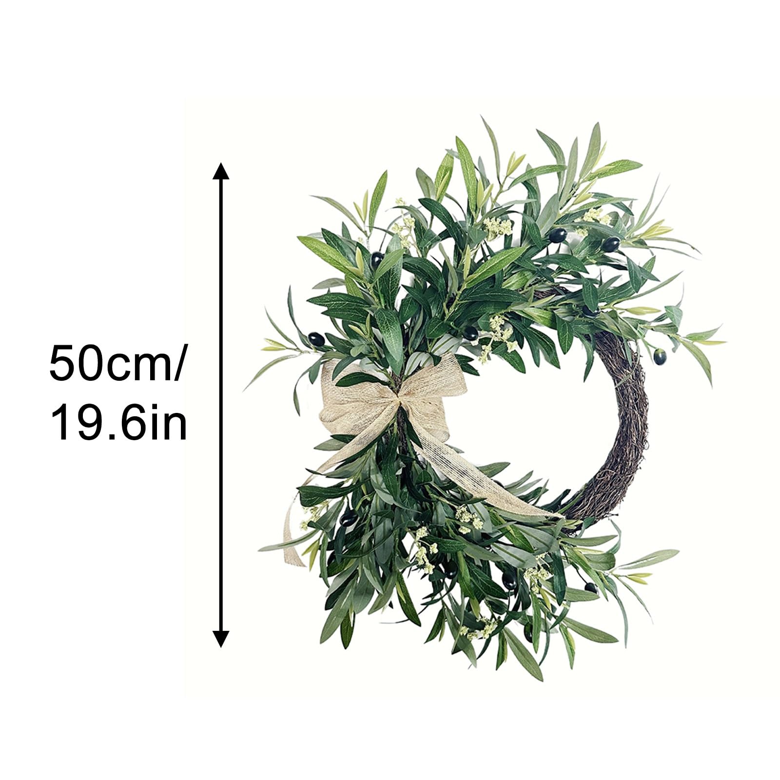 Corona Navideña de Olivo Artificial, Material Plástico, Lazo Decorativo con Flores Simuladas, Ideal para Ocasiones Festivas y Hogares