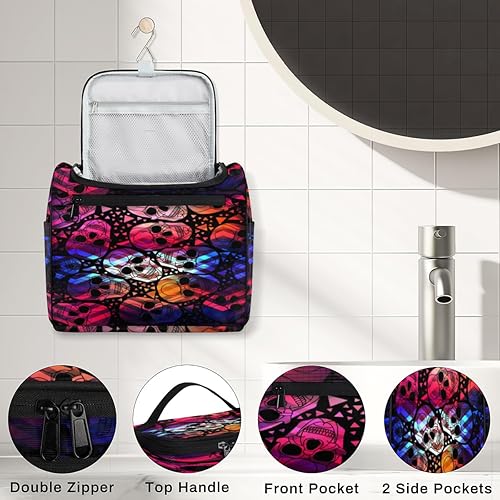 Miniatura 4 de Skull Art Design Toiletry Bag for Women Travel Makeup Organizer with Hanging Hook Traveling Cosmetic Bags for Toiletries Accessories
