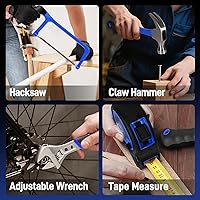 Vista 6 de COMOWARE Juego de herramientas para el hogar con taladro inalámbrico de 20 V, kit de herramientas de mano de 120 piezas para hombres, juego