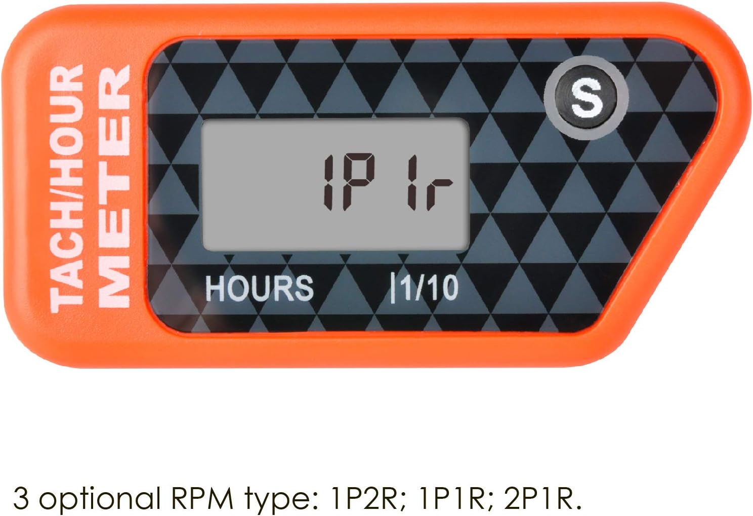 Jayron Digital LCD Tachometer Inductive Tach Hour Meter Display Max RPM