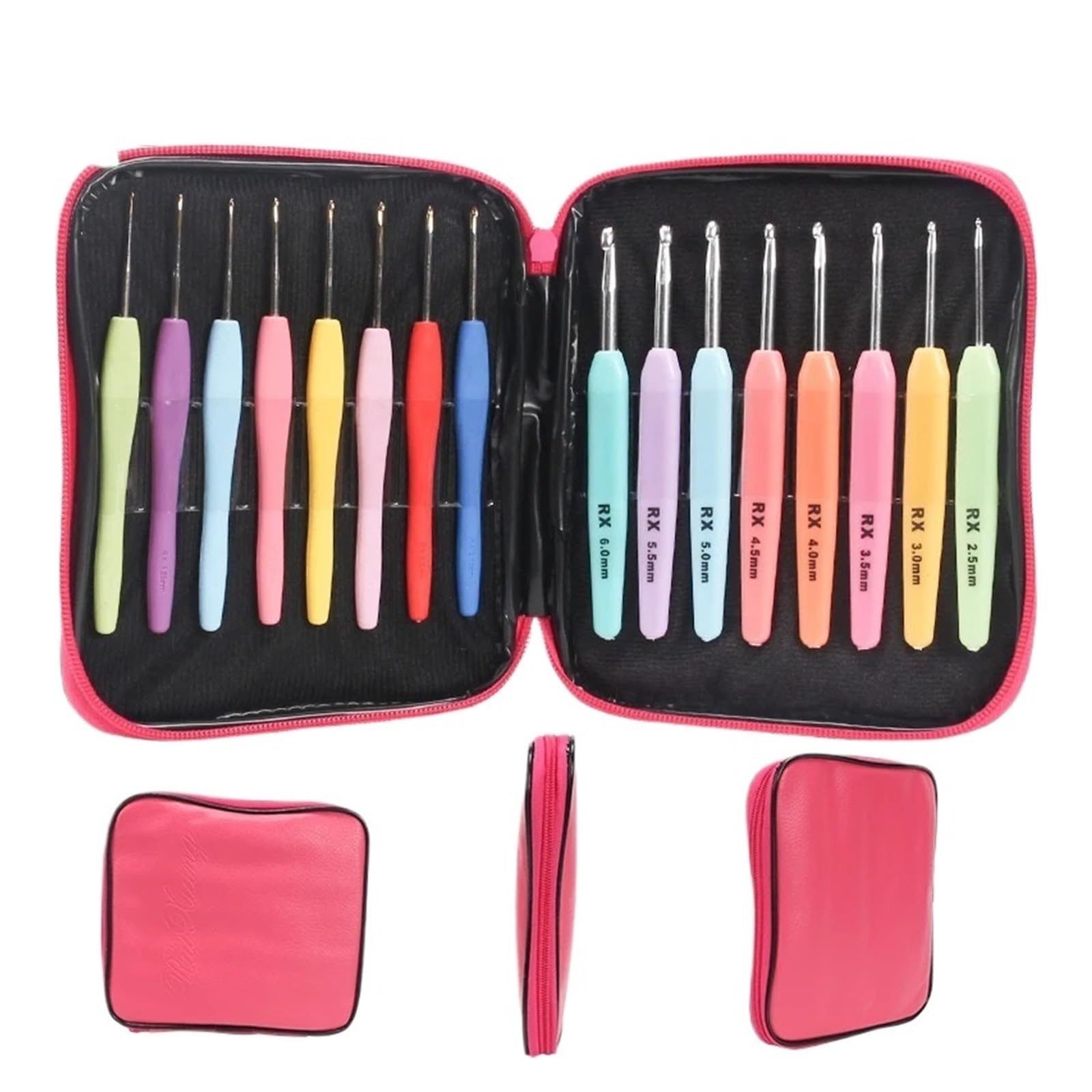 L6NqIAG Crochet Kit 1.0mm-6mm Crochet Hook Ergonomic Handle for Extra Long Knitting Needles for Beginners and Crocheting Yarn