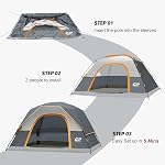 CAMPROS CP Tente 2/4/6 Tente pour personne, Tente de camping imperméable avec pluie, Grandes Fenêtres Mesh, Porte plus large, Installation facile, Portable avec sac de transport