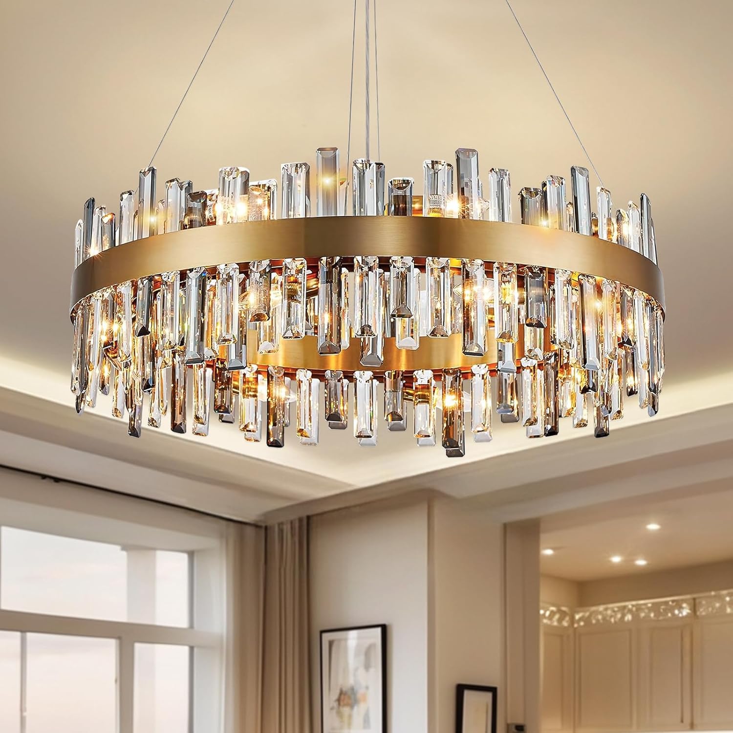 VLHUD Luxury Modern Crystal Chandelier, D23.6'' Dining Room Chandelier ...