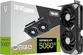 ZOTAC Gaming Geforce RTX 5060 Ti Twin Edge Graphics Card - Black | 16 GB | DLSS 4 | GDDR7 | 128 Bit | Icestorm 2.0 Advanced Cooling | Dual Fan | SFF Ready | ZT-B50620E-10M
