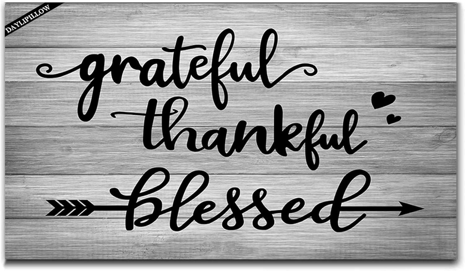 Grateful & Thankful & Blessed Doormat - Rustic Old Barn Wood Entrance Mat Floor Mat Door Mat Rug Indoor Front Door Bathroom Mats 27.6" x 15.7"