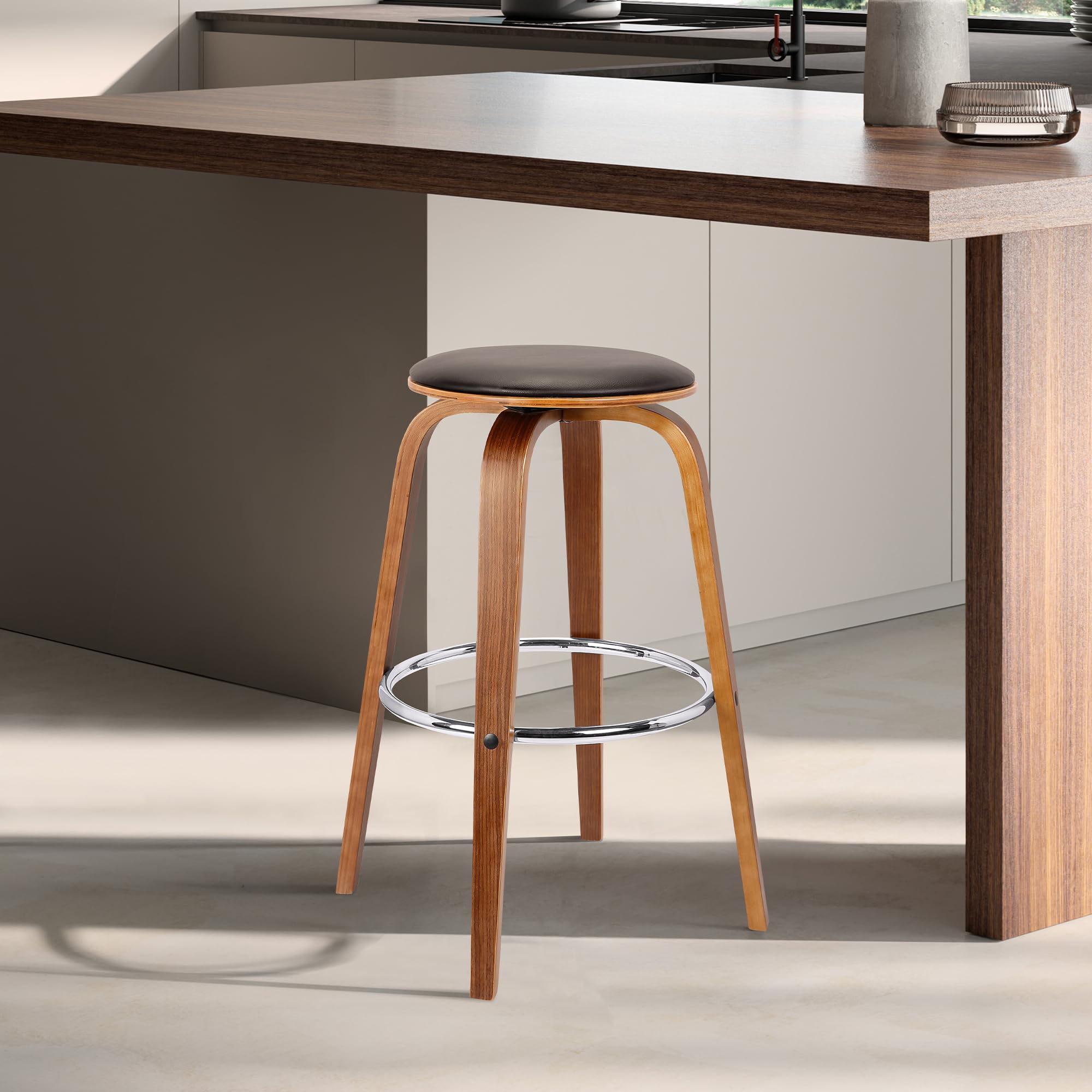Harbor Mid-Century Taburete giratorio con altura de mostrador sin espalda, marrón/nogal/26 pulgadas 7