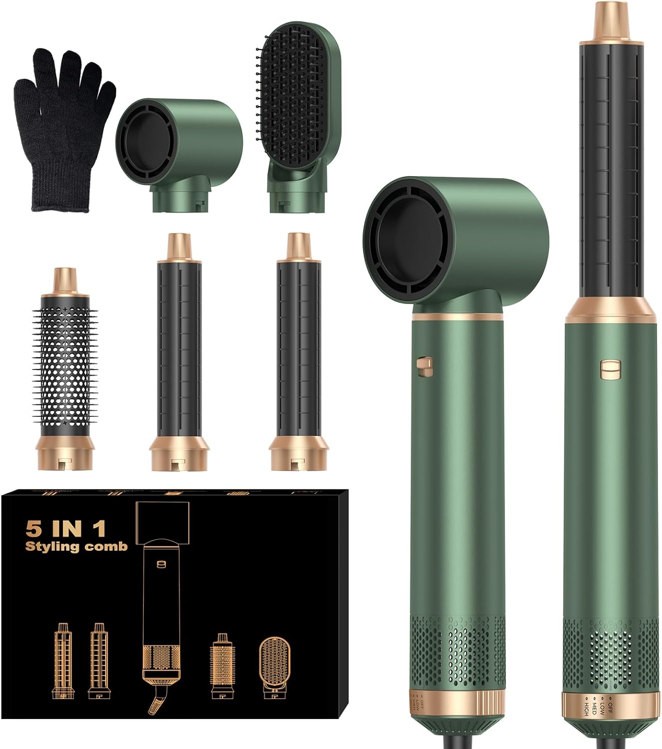 5 in 1 Blow Dryer Brush, Air Styler Curling Wrap Air Curler, Negative Ion Hair Dryer Brush Set Upgrade Hot Air Brush Curling Iron Hair Styling Tools As A Gift for Straight/Curl/Drying/Smoothing 5 in 1 Blow Dryer Brush, Air Styler Curling Wrap Air Curler, Negative Ion Hair Dryer Brush Set Upgrade Hot Air Brush Curling Iron Hair Styling Tools As A Gift for Straight/Curl/Drying/Smoothing