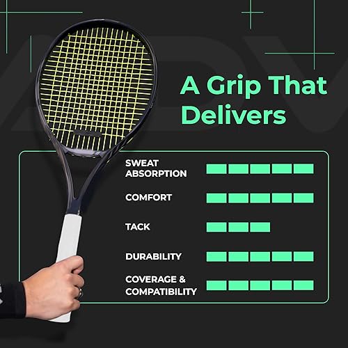 Miniatura 7 de ADV Dry - Cinta de agarre para raqueta de tenis, paquete de 12 y 30 unidades, cinta de agarre para raqueta de tenis FeltTac, cinta de agarre ultra