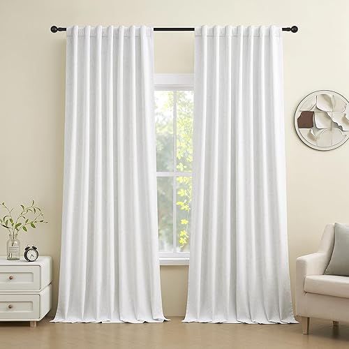 Miniatura 8 de Cortinas de cocina de 26 x 24 pulgadas de largo, bolsillo de arpillera de lino con bolsillo para barra, filtro de luz, media cortina corta de café