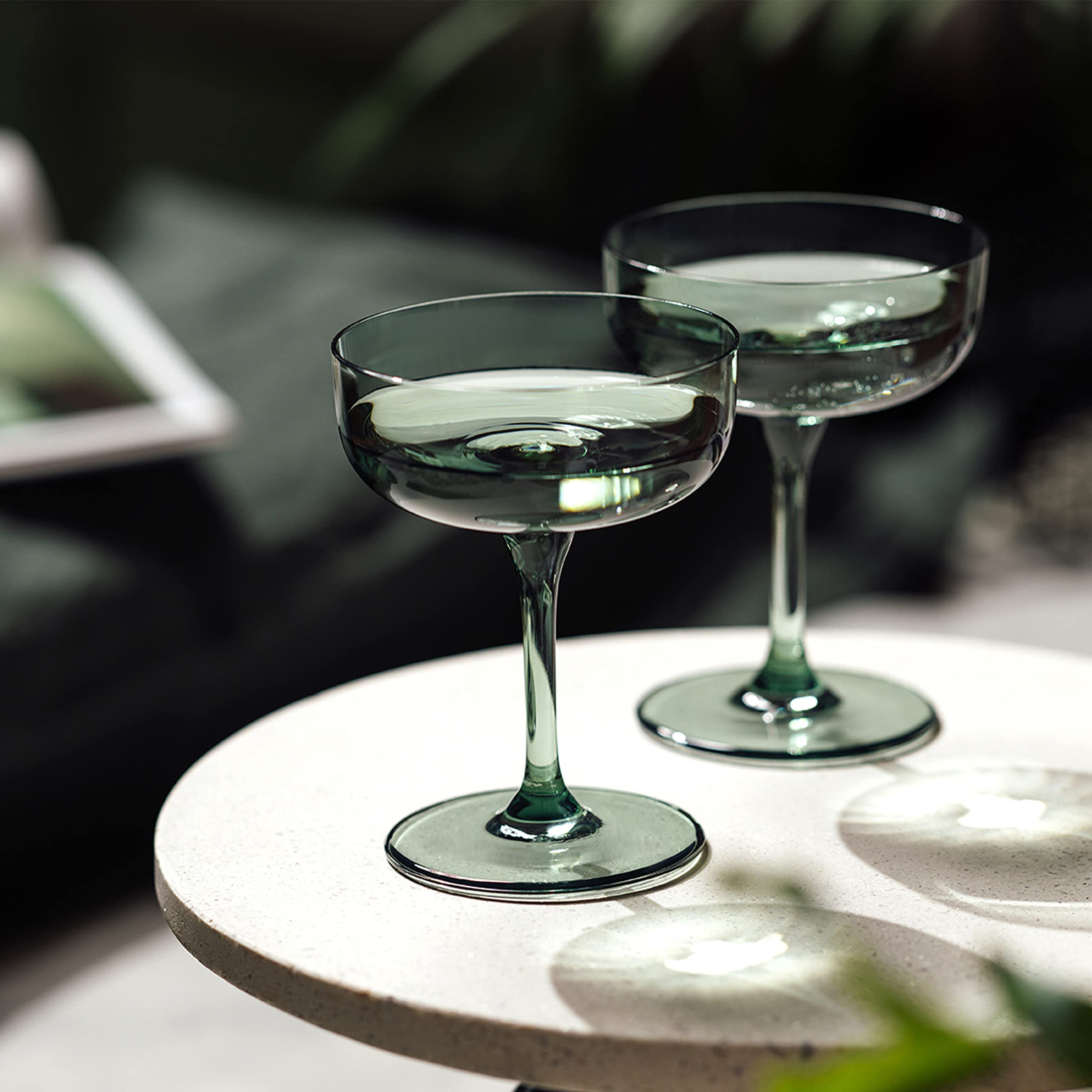 like. by Villeroy & Boch - Like Sage Champagne Coupe/Dessert Bowl Set 2 pces, Coloured Glass Green, Capacity 100 ml - Image 2