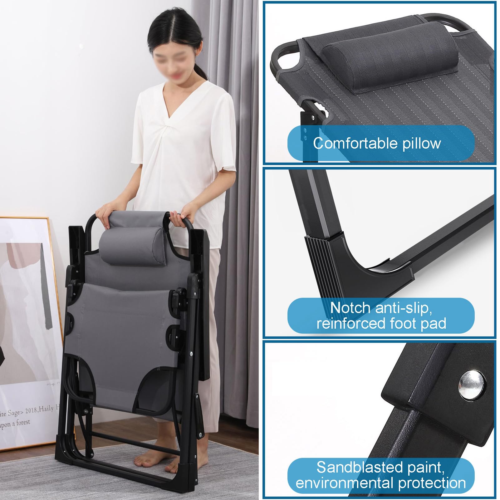 Sillas Plegables de Gravedad Cero para Patio, con cojín Suave Desmontable y reposacabezas, reclinables para Interior y Exterior.