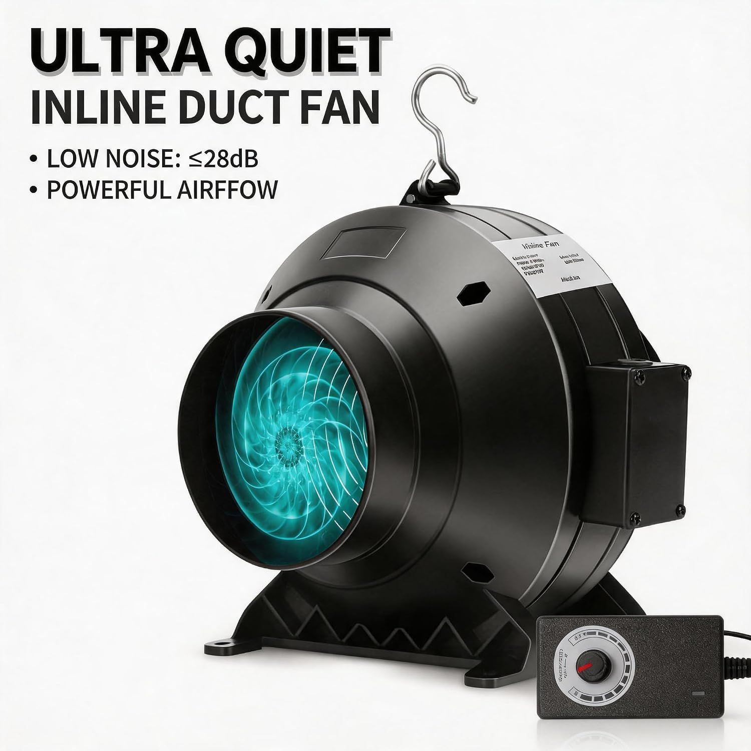 ATOUR 4" Air Filtration Kit: 4 Inch Inline Duct Fan with Speed Controller, 11.8" High Carbon Filter, 8 Ft Ducting & Rubber Coupler, Ventilation System for Grow Tents, Hydroponics