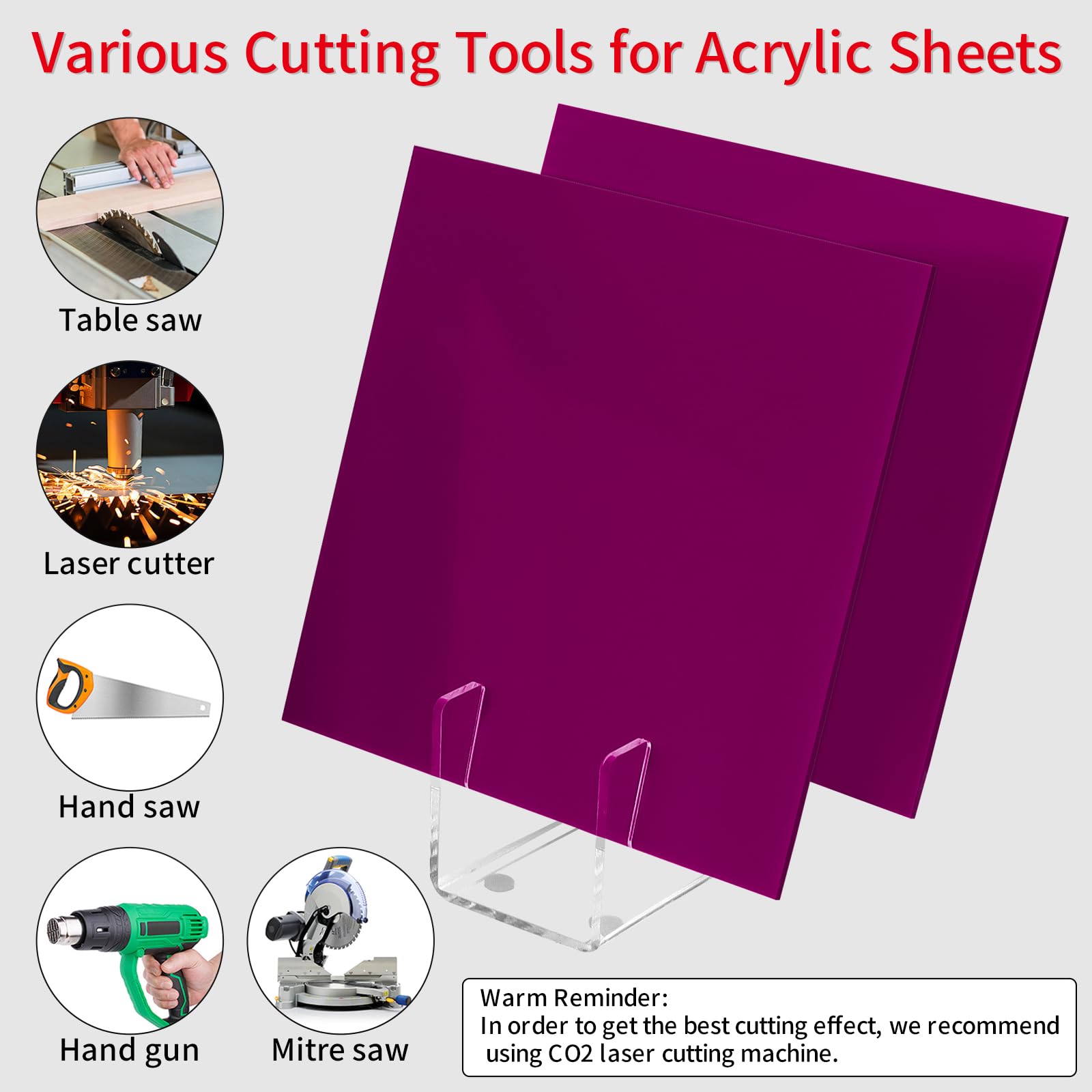 Purple Acrylic Sheets - 2 Pack for DIY Crafts -3