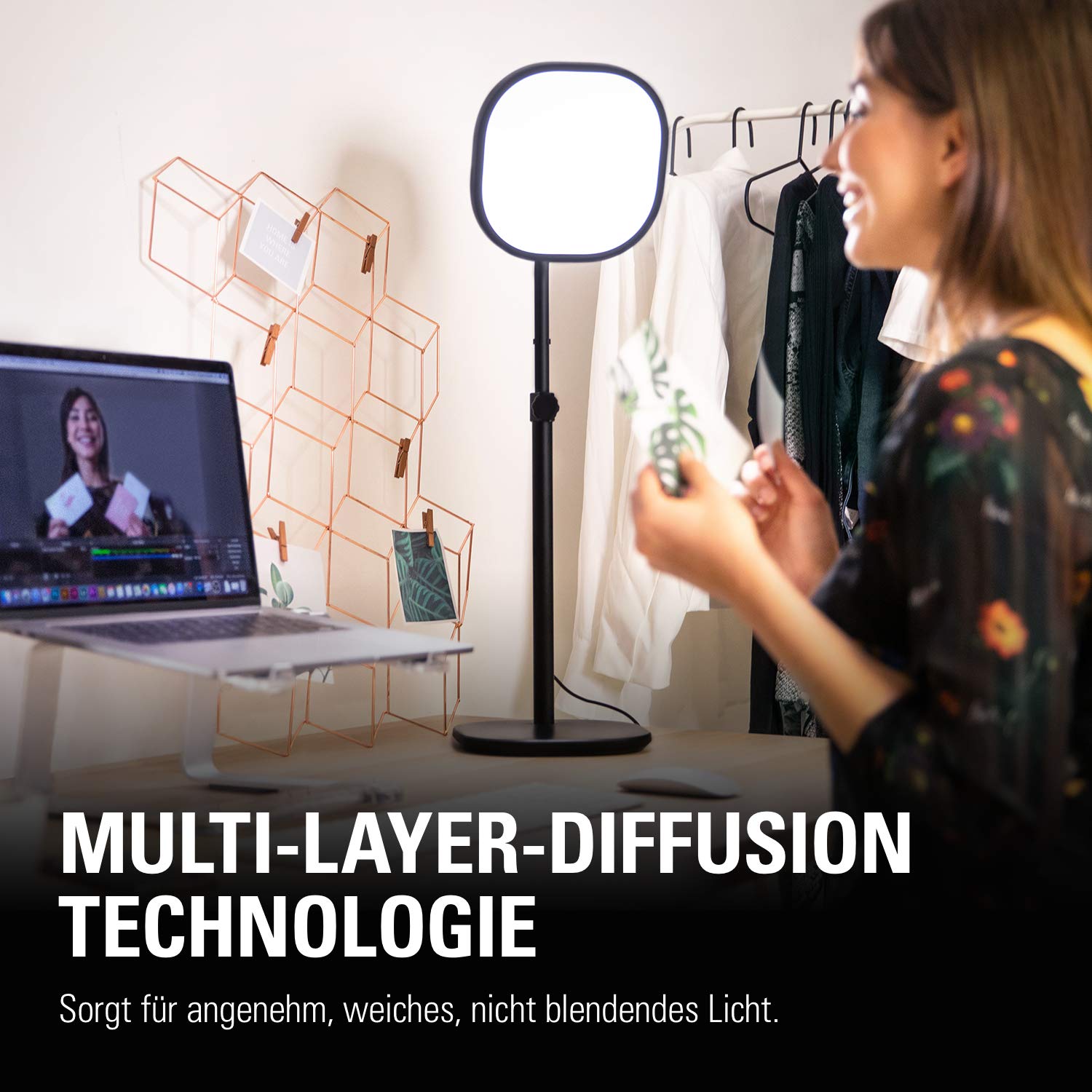 Elgato Key Light Air - Professionelles LED-Panel mit 1.400 Lumen, Multi-Layer-Diffusionstechnologie, Farbtemperatur einstellbar, App-gesteuert, für Mac/Windows/iPhone/Android