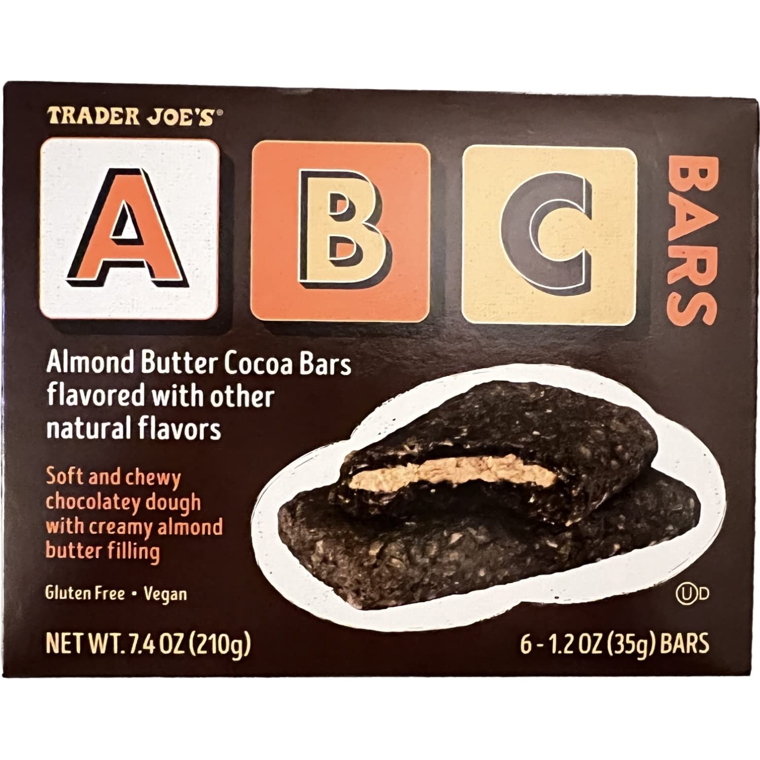 Trader Joe's ABC Almond Butter Cocoa Bars Gluten Free Vegan, 7.4 oz (Pack of 1