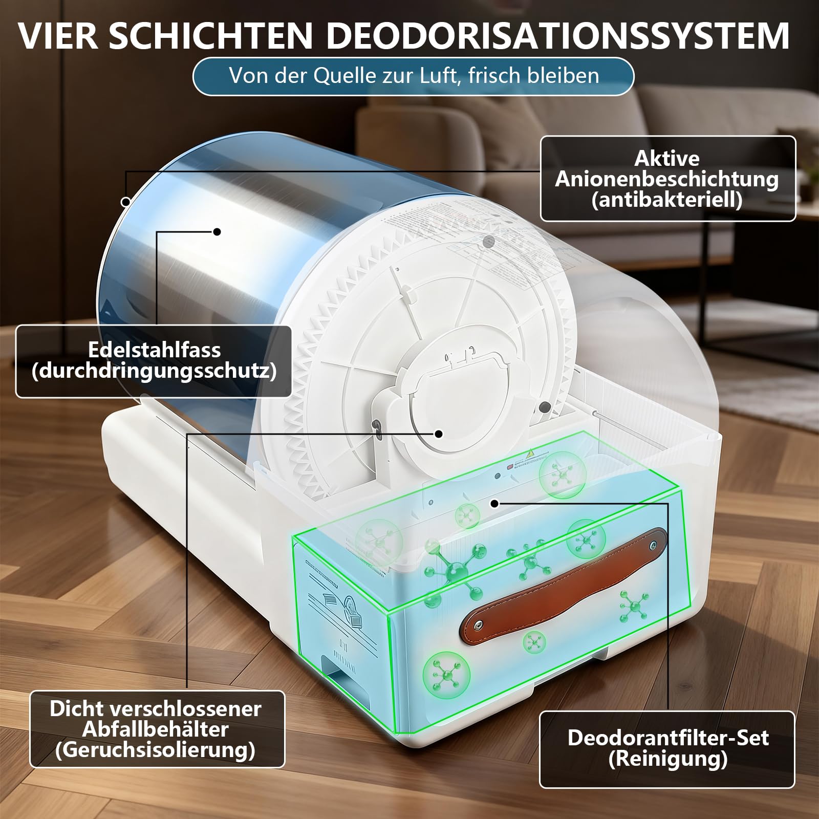 YEGUO Katzenklo Selbstreinigend Edelstahl Katzentoilette Elektrisches