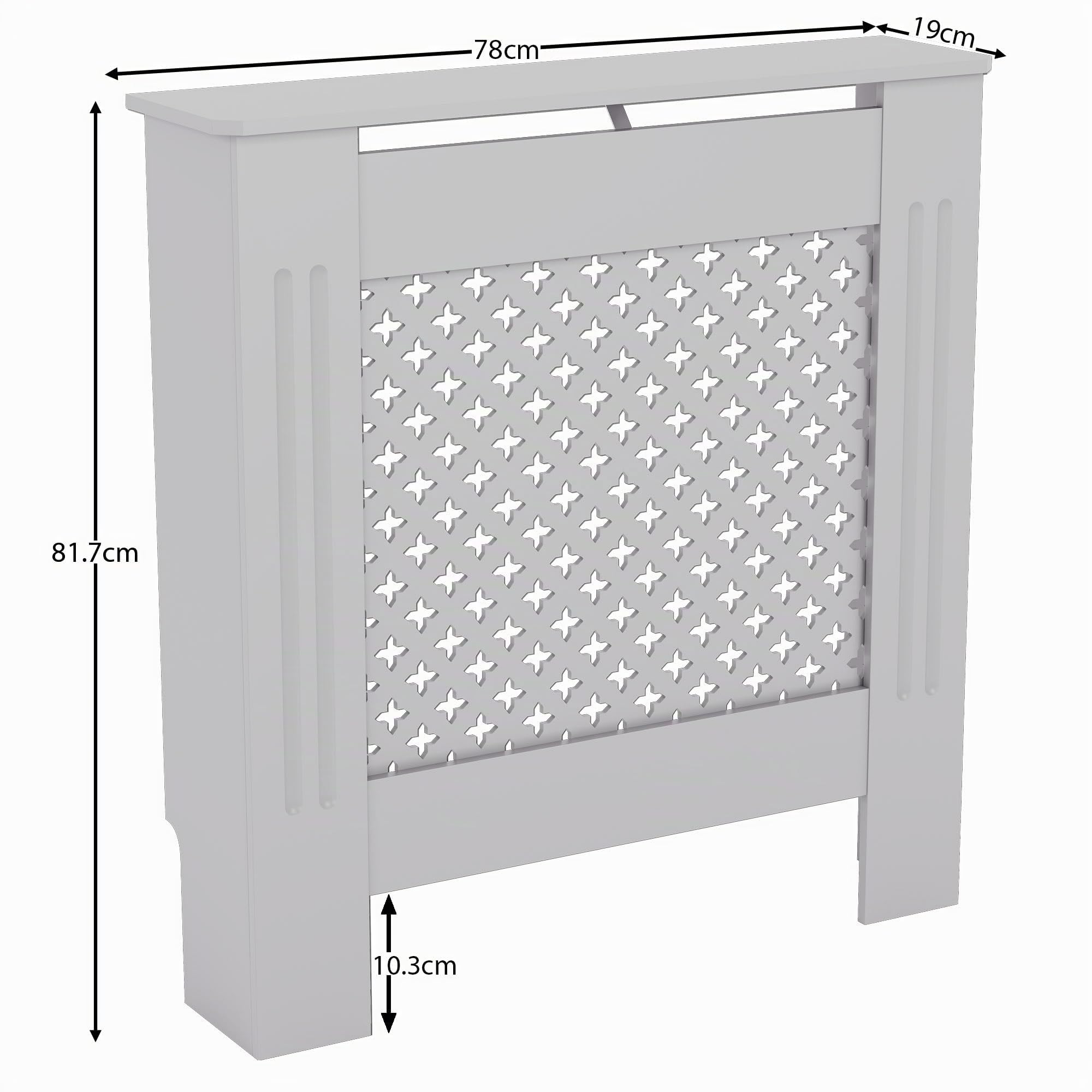 Vida Designs Oxford Copertura del radiatore Bianco - Piccolo - Motivo incrociato tradizionale per miglior circolazione del calore - H82xW78xD19cm - MDF verniciato per soggiorno e corridoio