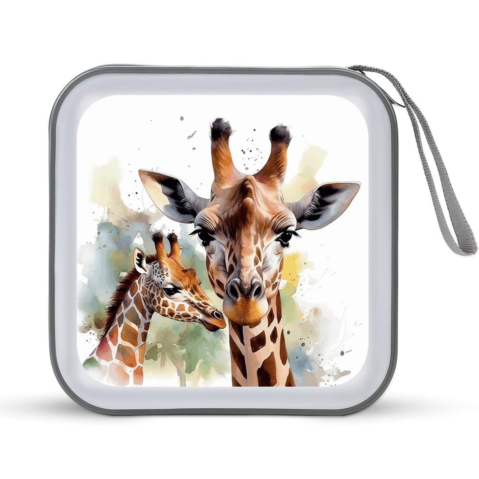 VstaDank Watercolor Deer Giraffe DVD Case 40 Capacity Protective Storage Organizer Binder Booklet Album Portable Disc Wallet Car CD Disk Holder Hard Plastic CD Cases CD DVD Case Holder