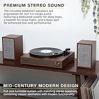 Vista 3 de Victrola Harmony - Sistema de tocadiscos Bluetooth - Reproductor de discos de vinilo de 3 velocidades, altavoces estéreo, Audio Technica ATN3600L