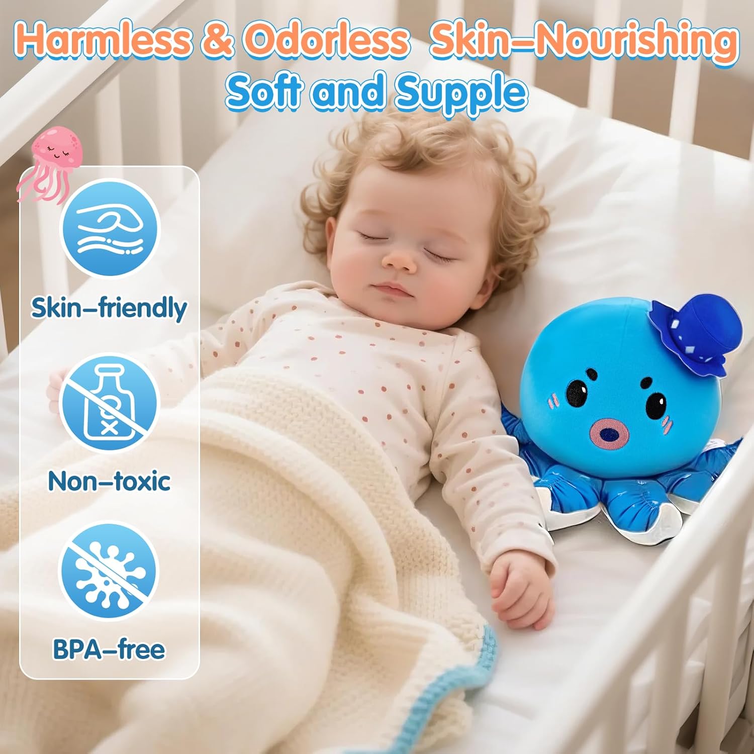 Baby Musical Toy for 6-12 Months, Rechargeable Crawling Octopus Plush with 40 Songs & Voice Recording – Interactive Tummy Time Toy, Soft Sensory Toy for Toddlers 1-3, Baby Gifts for 1 Year Old