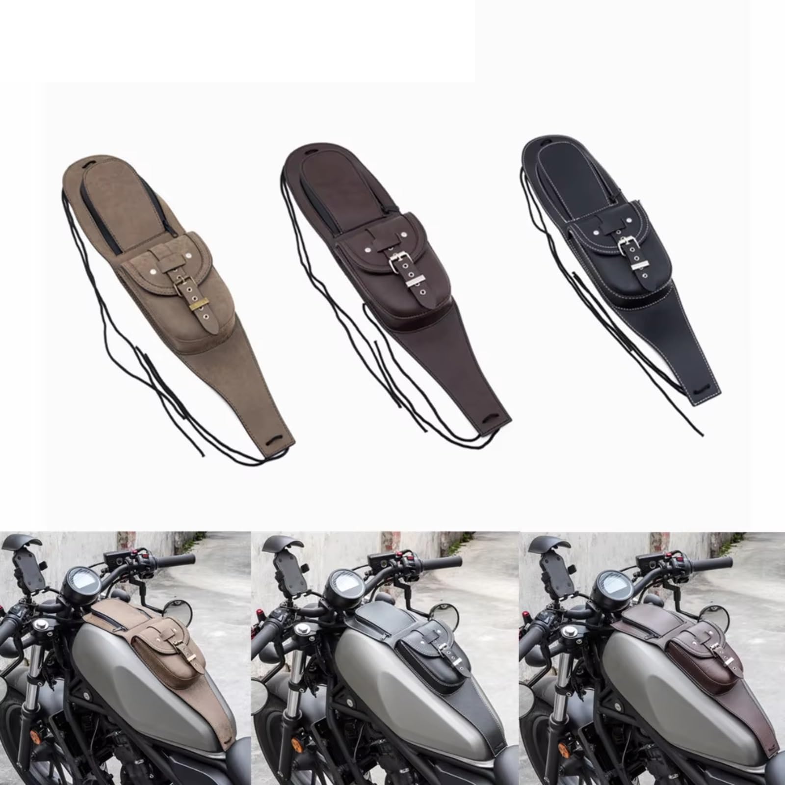 Compatibile Con Rebel CMX 300 500 2017-2021 Moto Sintetico Tappo Serbatoio Carburante Copertura Pannello Borsa Immagazzinaggio Sacche Moto(Retro)