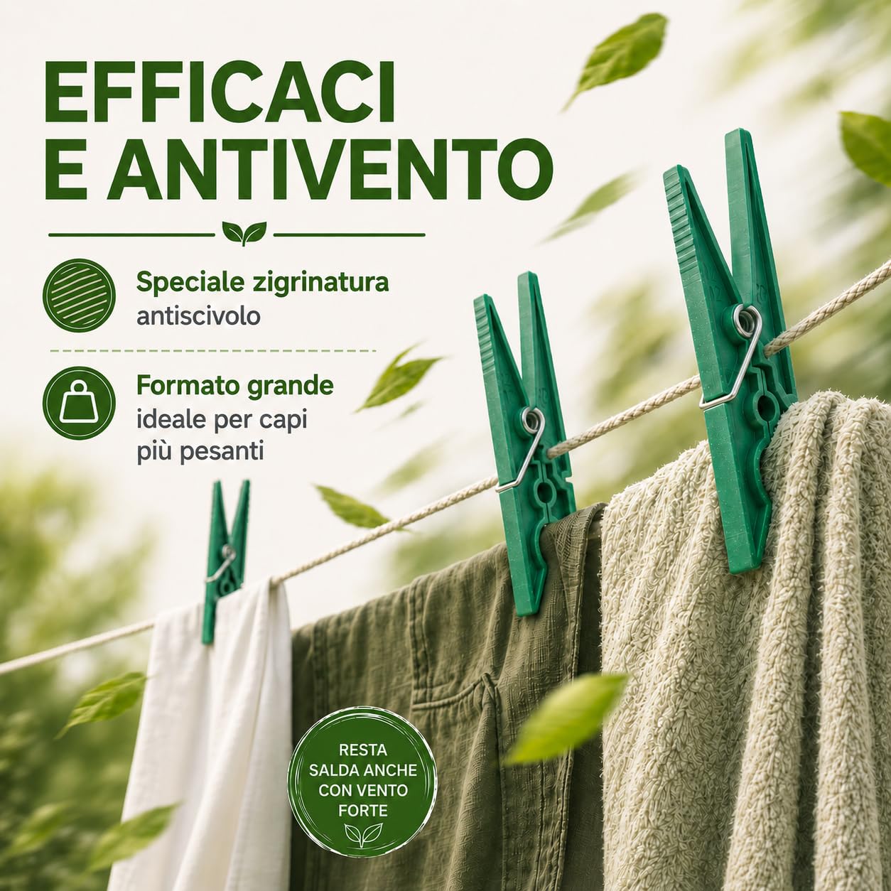 Today Eco – 40 mollette per bucato grandi e resistenti, in plastica riciclata al 95%, antiruggine, antivento, antisegno – mollette panni per stendibiancheria e mollette biancheria da esterno