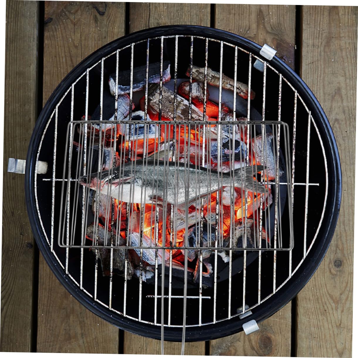 SUPVOX Cestello Griglia in Acciaio Inox 24x34 Cm per Barbecue, Supporto Verticale per Pesce, Carne e Verdure, Resistente Alte Temperature, Accessorio Versatile per Cucina Esterna e Campeggio