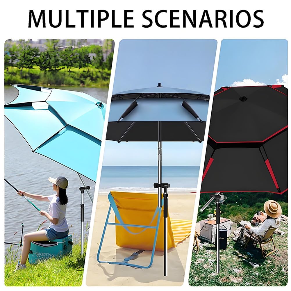 Generico Ombrellone da Spiaggia Inclinabile Ombrellone da Giardino Antivento Protezione Solare 2/2.2/2.4/2.60m Parasole per Esterno Spiaggia Balcone, con Ancoraggio a Sabbia(Ciano,2.40m)