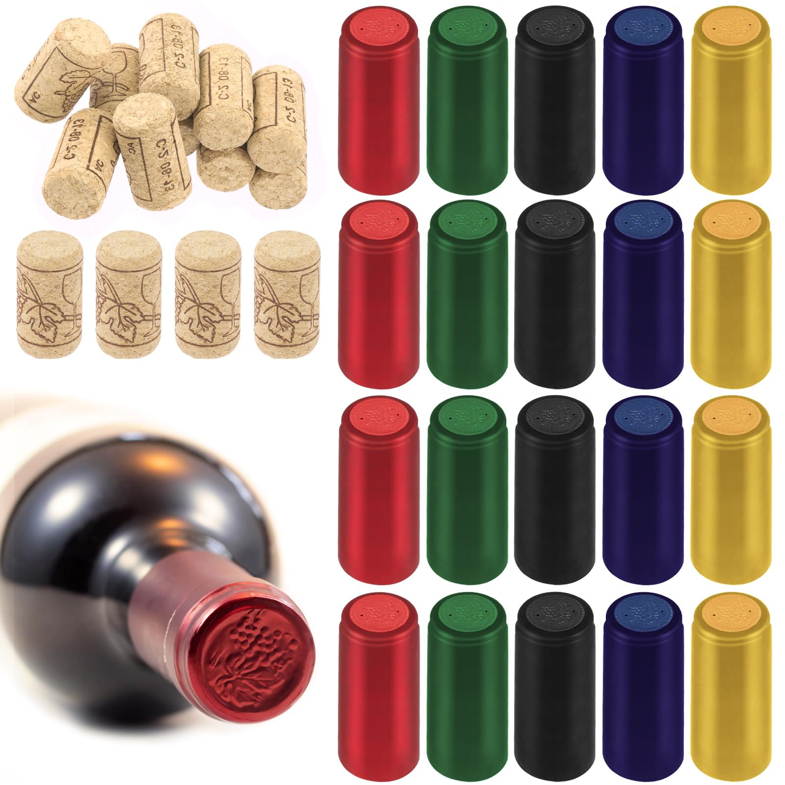 Capsules thermorétractables en PVC de qualité supérieure avec bouchons or et argent