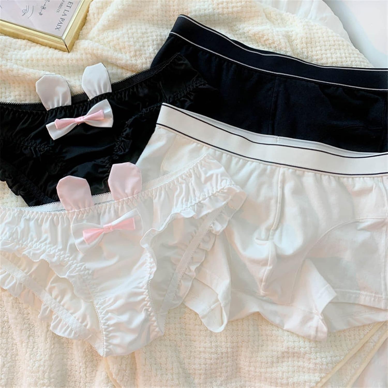Lolita Undies for Two Couple Underwear Triangle Panties Sexy Lace Women's Panties Valentine's Day Gift