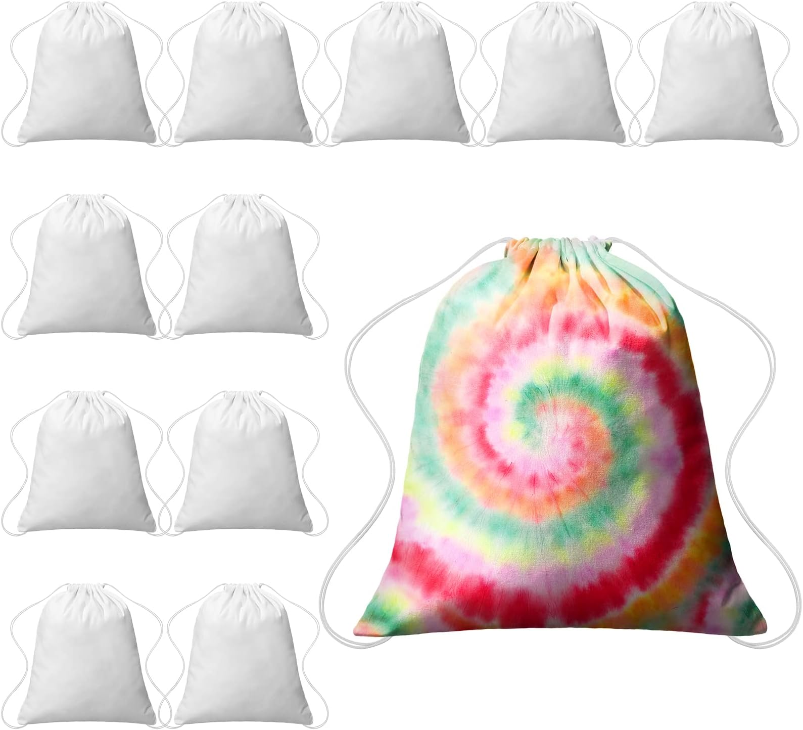 Saintrygo Tie Dye Cotton Drawstring Bags Drawstring Tote Bag Backpack Tie Dye Items DIY Birthday Party Gift Bags