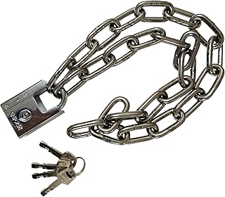 WANLIAN Bike Chain Locks 8mm Security Chain & Lock Kit Hardened Steel Finish Chain Lock Suitable for Motorcycle Locks Doors Fences Garages Security Chain Locks (6mm x 80)