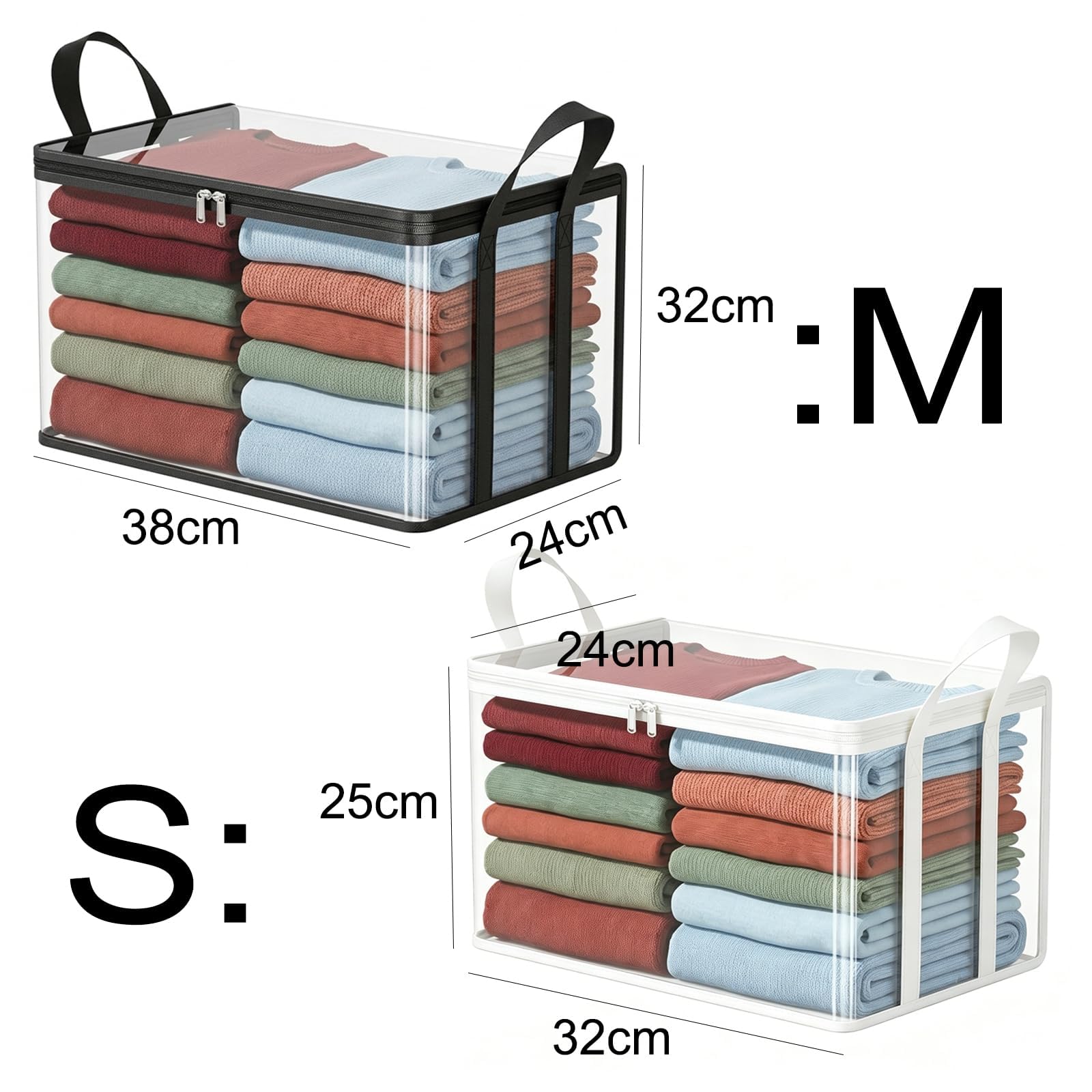 Grande Contenitore Trasparente in Plastica Spessa con Coperchio a Cerniera – Organizer Robusto, Durevole e ad Alta Capacità – Ideale per Casa, Campeggio (White*4,S(9.8 × 9.4 × 12 in))